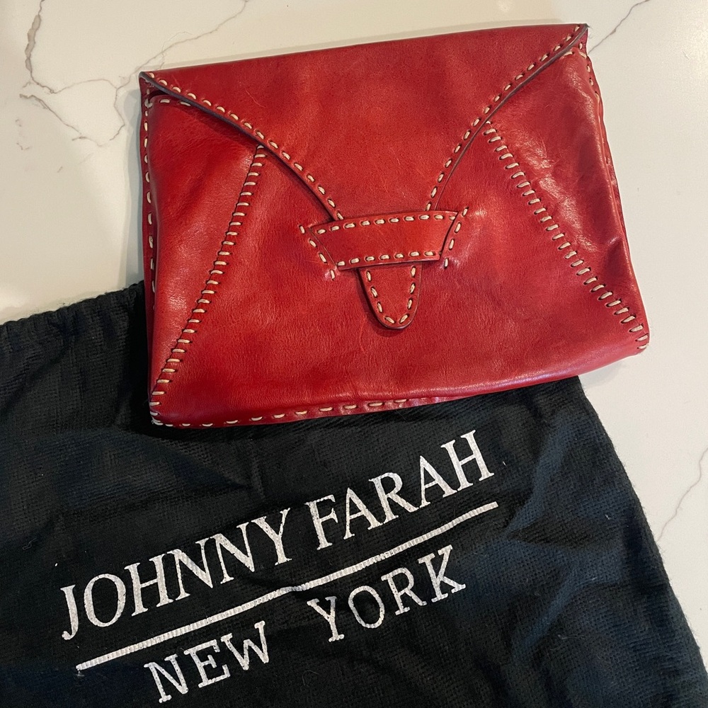 Johnny Farah red leather clutch
